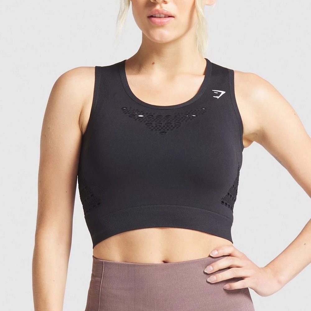 Gymshark Energy+ Seamless Crop Top - Black